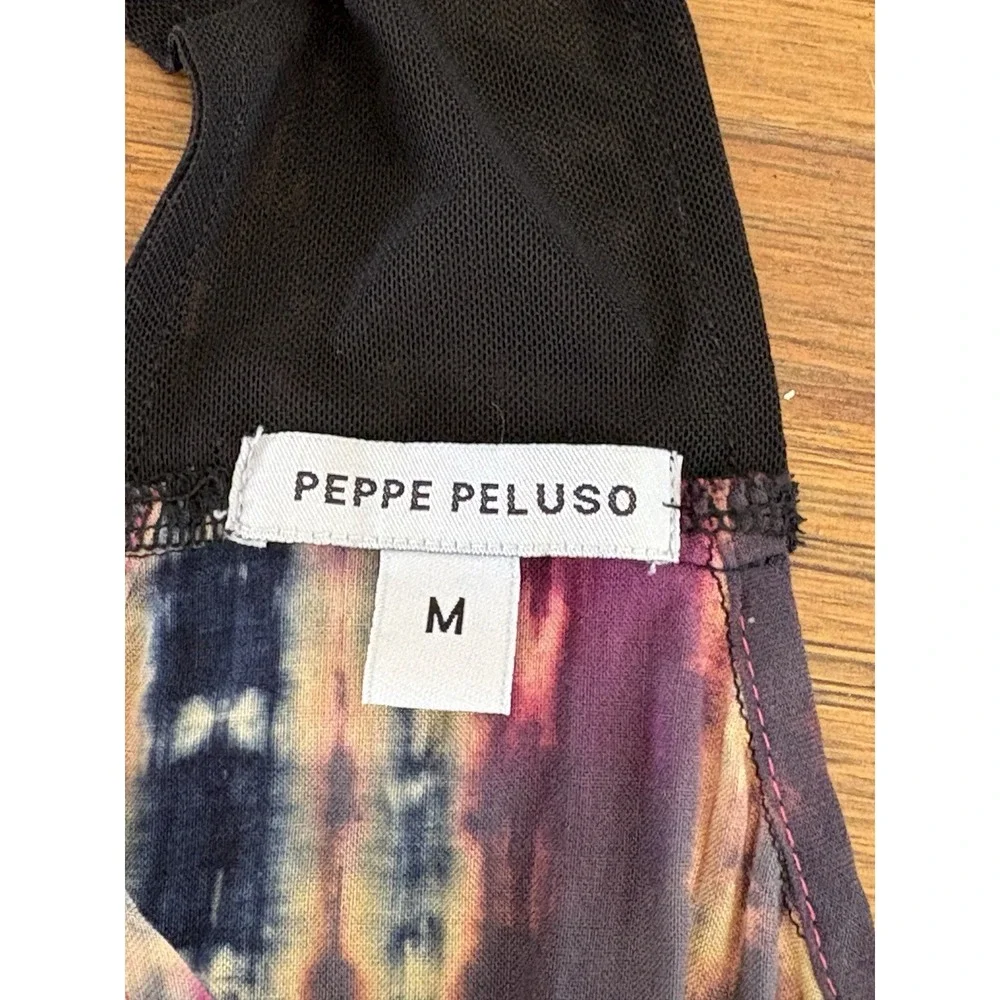 Peppe‎ Peluso Dress Size Medium Tank Sheer Boho Whimsical Tie Dye Flowy READ